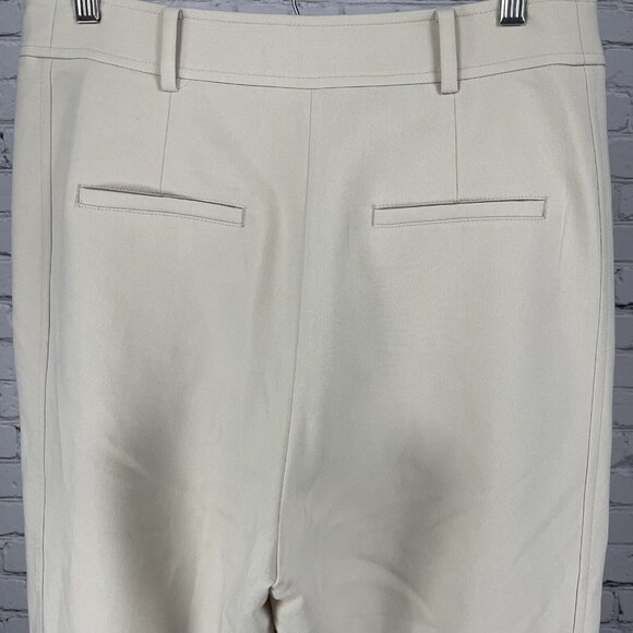 Zara Cream Pleated Tapered Hi-Rise Button Pants Lined Trousers Large L (36x26) - Picture 7 of 9